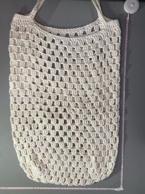 Handmade Crochet Open Weave Throw - Cream Bag